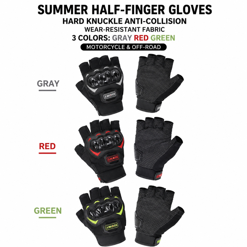 Motorcycle Glove Knuckle - Luvas de Verão para Motocicleta com