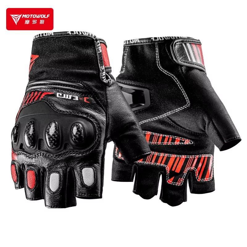 Meio dedo luvas da motocicleta - Motorcycle Glove Knuckle avaliação e preço
